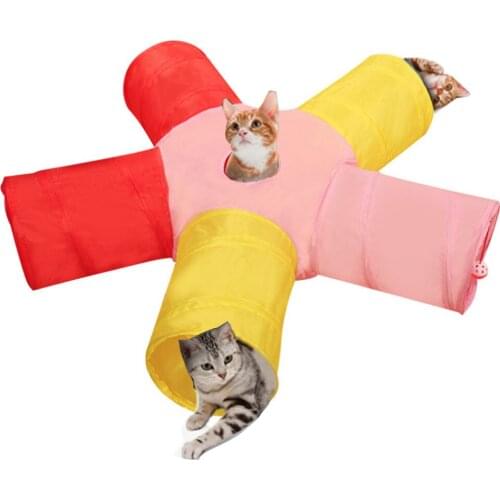 Hot 5Holes Cat Toy Foldable Pet Cat Tunnel Indoor Outdoor Pet Cat TrainingToy For Cat Rabbit Animal Play Tunnel Tube Dog Toys