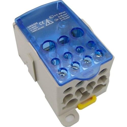 UKK500A Din Rail 1 in N Out Terminal Block Distribution Box Universal Power Junction Box Electric Wire Connector gangbei