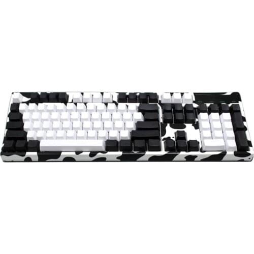 YMDK 104 Blank ANSI ISO White Black Mixed PBT OEM Profile Keycap For 104 TKL 60% MX Switches Mechanical Gaming Keyboard
