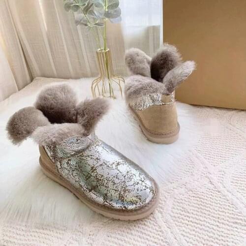 Stunning New 2020 Shoes Women Snow Boots Real Wool Winter Warm Boots Genuine Sheepskin Leather Natural Fur Non-Slip Women Boots