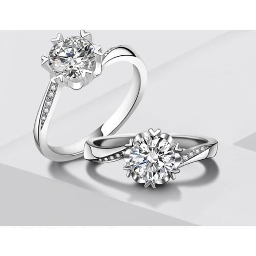 Lady Flower 1ct Lab Diamond Ring 925 sterling silver Engagement Wedding band Rings for Women Gemstones Anniversary Party Jewelry