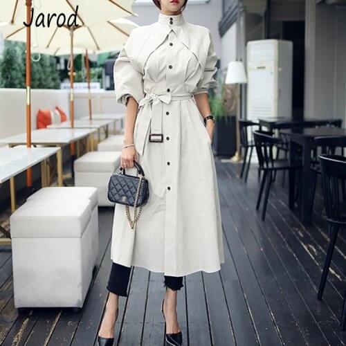 New Brand 2019 Spring Fashion Single Breasted Overcoat Dress Elegant Women Casual Dresses