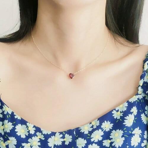 New product accessories simple alloy chain crystal necklace colorful fashion heart-shaped zircon ladies necklace