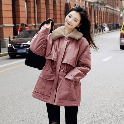 Winter Womens Clothes Autumn Thicken Pink Jacket Famale New Loose Korean Style Parkas Womans Slim Coats Casaco Feminino SQQ206