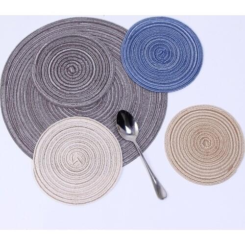 1pcTable Placemat Coaster Cotton Fabric Knit Round Tableware Mat Accessories Coffee Tea Cup Pad Non Slip Mats Home Decor