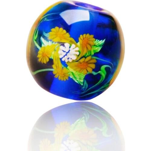 3pcs 16mm Murano Transparent Round Lampwork Glass Beads For Making Jewelry Accessories Womens Handmade Flower Loose Beads