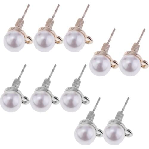 5x Silver Ear Hooks Pearl Design Stud Earrings for Earrings Findings DIY
