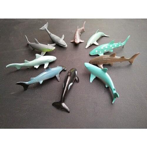 8cm Simulation Shark 10pcs/Set solid hammerhead blue nurse whale shark dolphin killer whale