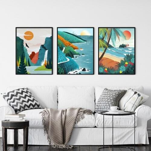 Abstract Travel Hawaii Rocky Mountain Wall Art Canvas Painting Nordic Posters and Prints Wall Pictures for Living Home Decor
