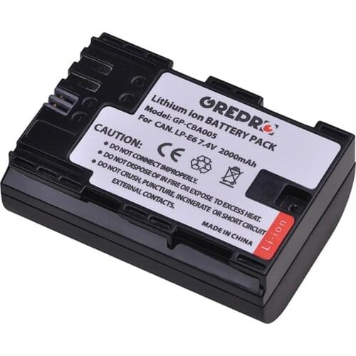 2000mAh LP-E6 LPE6 LP-E6N Battery for Canon EOS 5D Mark IV 5D2 5DS R Mark II 2 III 3 6D 60D 60Da 7D 7D2 7DII 70D, LP E6 Battery