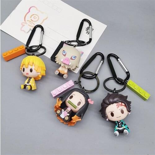 Demon Slayer Blade Keychain Pendant Inosuke Nidou Tanjiro Shanyi Doll Car Decoration Spot Collection Keyring Cosplay Jewelry
