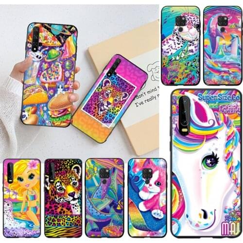 Rainbow Lisa Frank tiger horse dog Cat Cover Black Phone Case for Huawei P40 P30 P20 lite Pro Mate 20 Pro P Smart 2019 prime