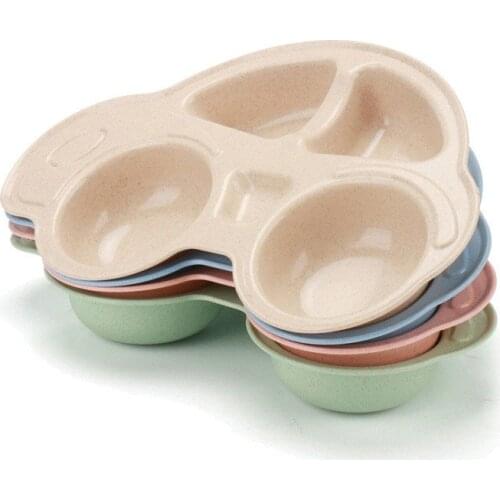 ChildrensCartoon Creative Wheat Straw Childrens Rice Bowl Cartoon Car Baby Dinner Plate Divided Plate Complementary Food Plate