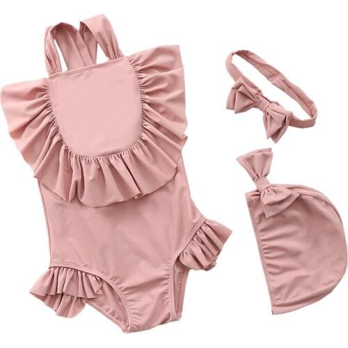 Children swimsuit female Siamese fashion trend of the new three-dimensional big lotus leaf princess swimsuit