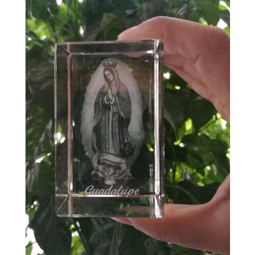 HOT SALE GIFT # HOME ART The Virgin Mary Catholic Our Lady of Guadalupe the Virgin of Guadalupe Figurine 3D Crystal statue
