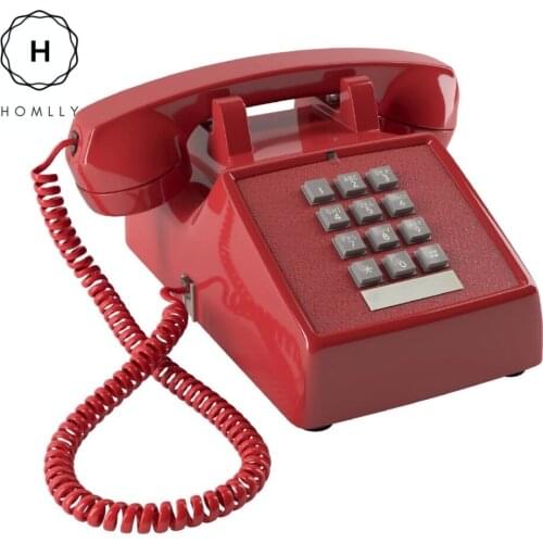 Homlly Retro Vintage Home Dial Button Landlines Phone