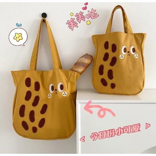 Kawaii Peanut Shoulder Bag For Girls Large Capacity Ins Style Canvas Handbag 2022 New Student Shoulder Bag Bolsa Mujer WY229