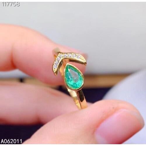 KJJEAXCMY fine jewelry natural Emerald 925 sterling silver fashion girl new adjustable gemstone ring support test