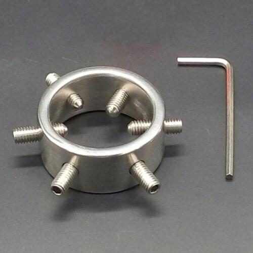 Stainless Steel Bolts Wolf Teeth Type Penis Ring Chastity Device,Testicular Pendant,Scrotum Bound Cock Ring Sex Toy for Men G65