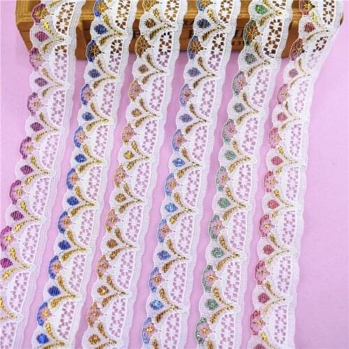 10Yards/lot Lace Ribbon Tape 28mm Width DIY Clothing Dress Jewelry Embroidered White Lace Trim Fabric Sewing Decoration Applique