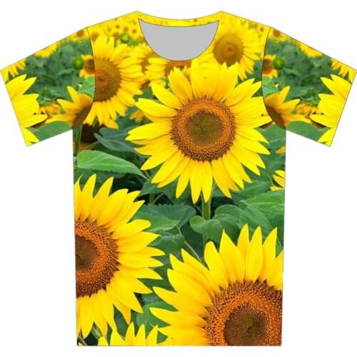 2019 Summer Kids 3D T-shirt Boys Girl Sunflower Waterfall Fish Blue Sky Forest Print T shirt Children Fashion Tshirts 4-20 Years
