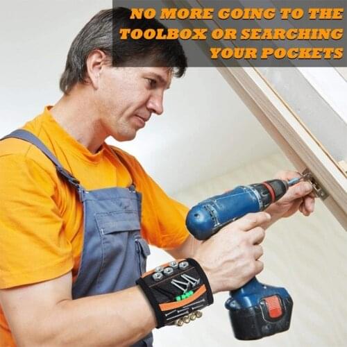 Magnetic Wristband Bag Tools Wrist Belt with 15 Strong Magnets for Holding Screws Nails Drill Bits