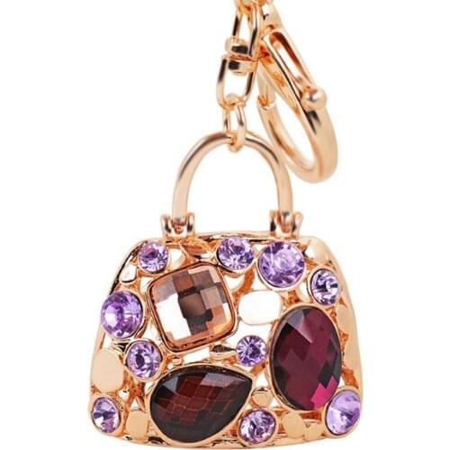 Fashion Style Bag Shape Metal Bag Charming Purse Handbag Keychain Crystal Keychain Handbag Pendant Car Keyring CH994