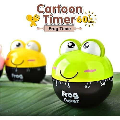 Cartoon Frog Shaped Kitchen Timer 60 Minute Kitchen Timer Easy Operate Home Kitchen Alarm Clock Countdown Frog Mechanical Timer
