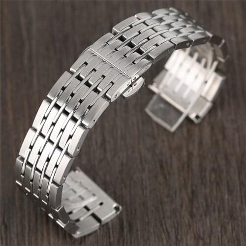 20/22/24/mm Silver Stainless Steel Watchband Adjustable Bracelet + 2 Spring BarsPush Button Hidden Clasp Watch Strap for Men