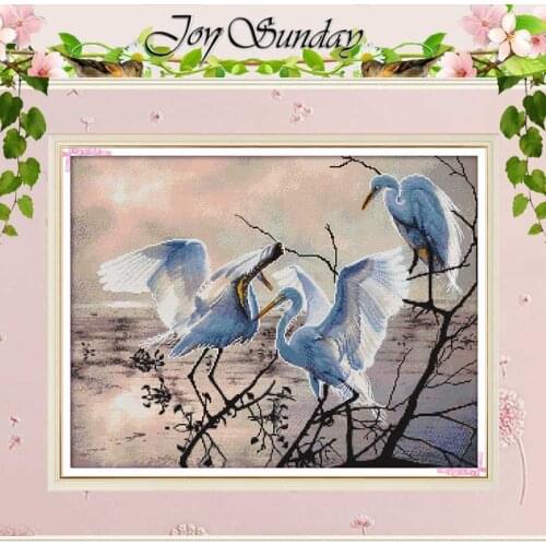 Three Egrets Patterns Counted 11CT 14CT Animals Cross Stitch Sets DIY Chinese Cross-stitch Kits Embroidery Needlework Home Decor