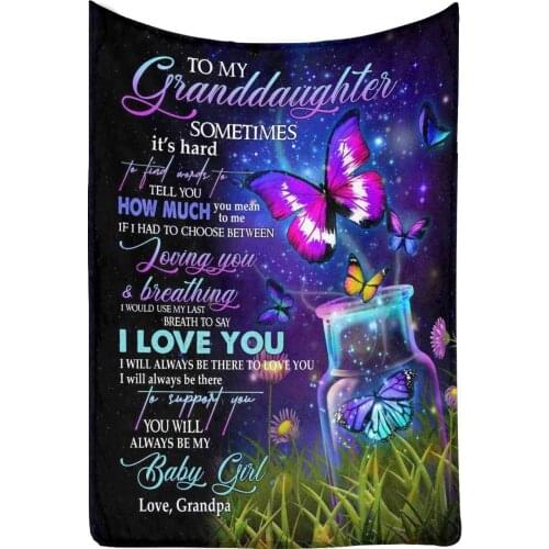 Blanket to My Granddaughter from Love Grandpa, I Will Always be There to Love You Luxury Soft Warm Throw Blanket Bed Couch