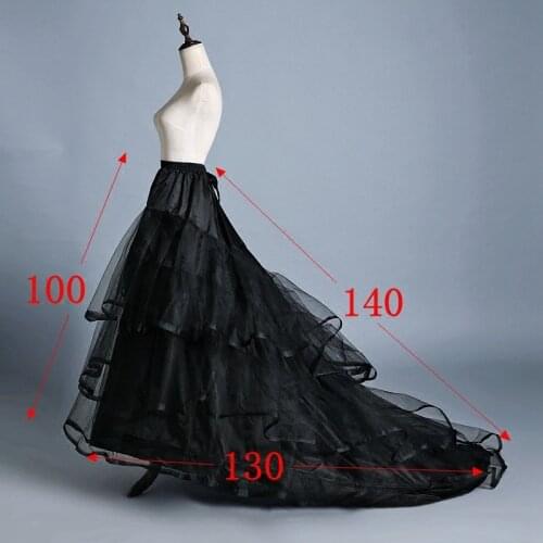 In Stock Wholesale Black Wedding Petticoats With Tailing Retro Vintage Fancy Net Skirt Tutu Bridal Buddy 2 Hoops With Bone