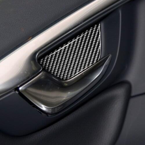 Genuine Carbon Fiber For Volvo V60 2010-2017 S60 2010-2018 Car Inner Door Handle Bowl Cover Trim Car Styling Accessories