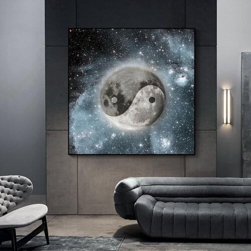 Abstract Starry Night Poster and Print Chinese Kungfu Tai Chi Bagua Picture Canvas Wall Art Painting for Living Room Home Decor