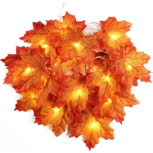 Christmas Wreath Decorated Maple Leaf Lamp String Thanksgiving Decorations Orange Light Outdoor Interior Decoration