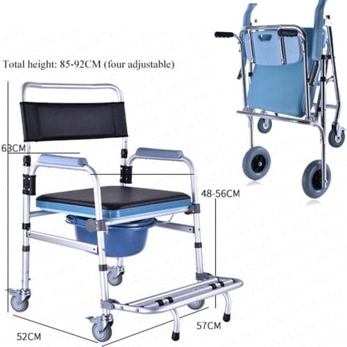25%, Folding Toilet Chair Elders Potty Chair with Four Wheels Movable Aluminum Alloy Wheelchairs for Old Men Patients