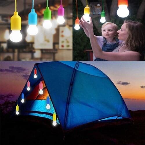 LED Pull Cord Bulbs Hanging Light Bulb Battery Powered Powered Colorful outdoor garden Camping Tent Travel Home Party Decorative