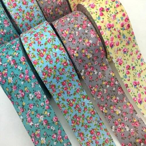 1.5cm 3cm 4cm 10Y Flowers Cloth Printed Fabric Ribbon for Textile Sewing Bias Binding Handmade DIY Craft Gift Floral Packing
