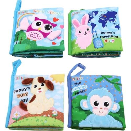 Toddlers Infant Cloth Books Soft Newborn Baby Cute Cartoon Animal Cloth Book Rattle Toys Development Children Educational Toy
