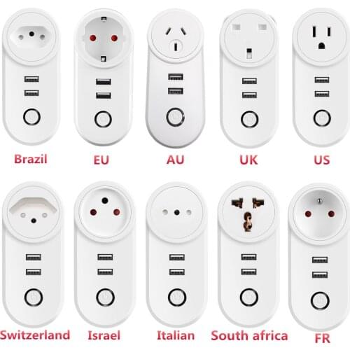 Tuya USB Wifi Smart Plug EU UK US Israel BR AU FR Wireless Power Wifi APP Control Timer Charger Work for Alexa Google Home