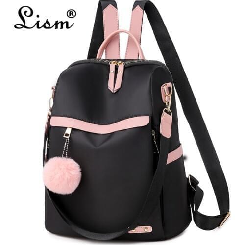 Womens bag new ladies backpack cute fur ball pendant multifunctional bag youth student schoolbag luxury brand
