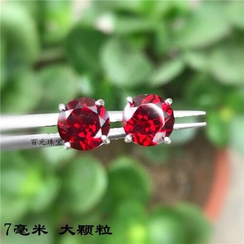 Pigeons red ruby wine red garnet sterling silver plated earring female 18 k platinum rose gold contracted four claws