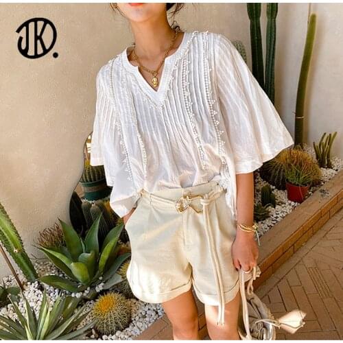 Office Chiffon Women Short Sleeves Top Casual V Neck Tee White Loose Plus Sizes Tops 2021 Female Summer T Shirt Ladies Clothing