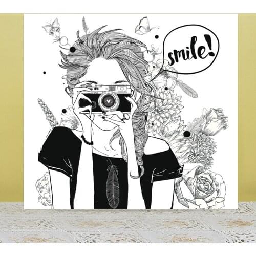ZhuoAng Girl Taking Pictures Clear Stamps For DIY Scrapbooking/Card Making Decorative Silicone Stamp Crafts