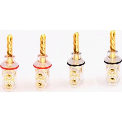 1 Set Hifi audio Gold plated BFA banana Transparent Cover Audio Banana Plug for speaker cable