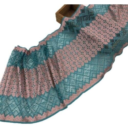 1 Meter Free shipping 23CM Super Wide Blue Brown Flower Jacquard Lace Ribbon Lace Scrabooking Lace Trim for Wedding Decoration