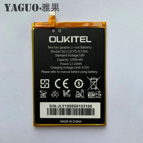 100% Original Oukitel S61 Battery 3200mAh Battery Backup Replacement for OUKITEL U25 Pro U25Pro MTK6750T Smart Phone