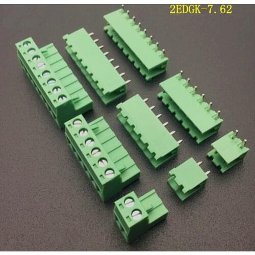 2sets Plug-in PCB terminal 7.62 terminal 2P-16P distance 7.62mm male and female plug-in green terminal