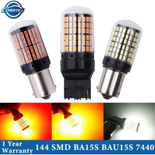 2pcs T20 W21W 7440 1156 ba15s bau15s P21W PY21W 144SMD Turn Signal Light S25 Canbus ERROR FREE Car Bulb Brake lamp12-24v
