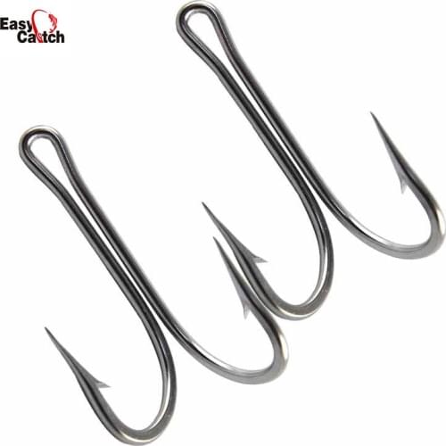 20pcs 7982 Stainless Steel Double Fishing Hooks Big Sharp Double Bait Fishhooks Fishing Accessories Size 6/0 7/0 8/0 10/0